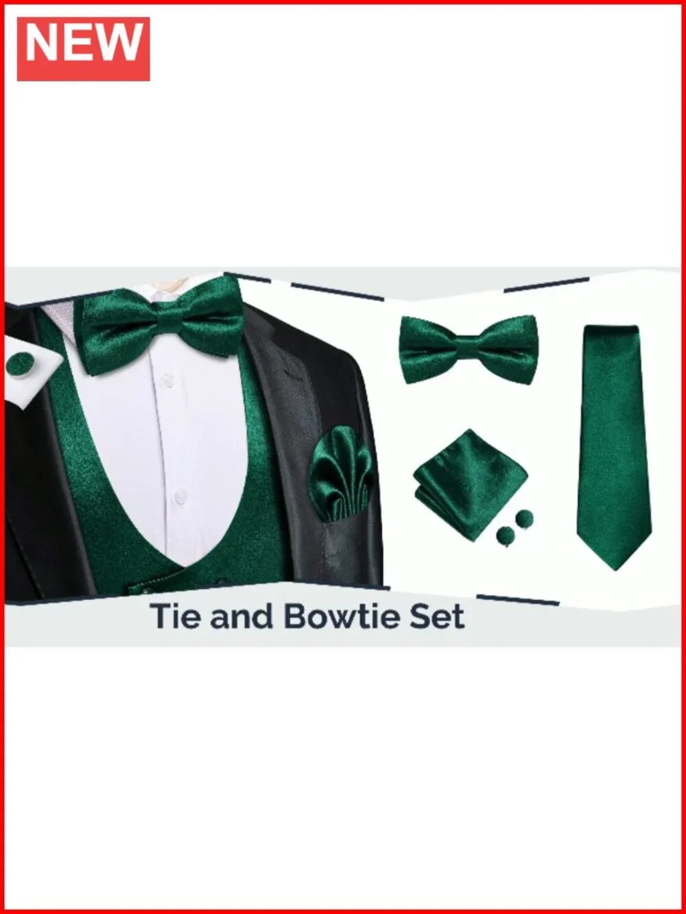 Mens Satin Suit Vest Set Double Breasted Formal 5 Piece